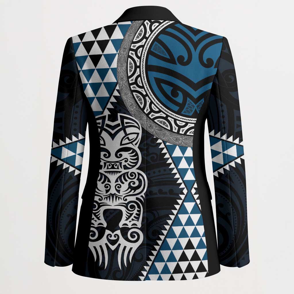 Blue Aotearoa Niho Taniwha Blazer Maori Mythology Tooth - Taniko Motifs LT14 - Polynesian Pride