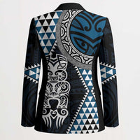 Blue Aotearoa Niho Taniwha Blazer Maori Mythology Tooth - Taniko Motifs LT14 - Polynesian Pride