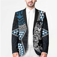 Blue Aotearoa Niho Taniwha Blazer Maori Mythology Tooth - Taniko Motifs LT14 - Polynesian Pride