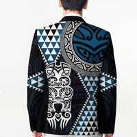 Blue Aotearoa Niho Taniwha Blazer Maori Mythology Tooth - Taniko Motifs LT14 - Polynesian Pride