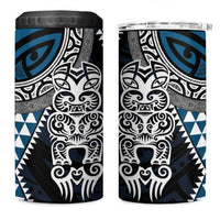 Blue Aotearoa Niho Taniwha 4 in 1 Can Cooler Tumbler Maori Mythology Tooth - Taniko Motifs LT14 One Size: 16 oz Blue - Polynesian Pride