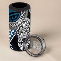 Blue Aotearoa Niho Taniwha 4 in 1 Can Cooler Tumbler Maori Mythology Tooth - Taniko Motifs LT14 - Polynesian Pride