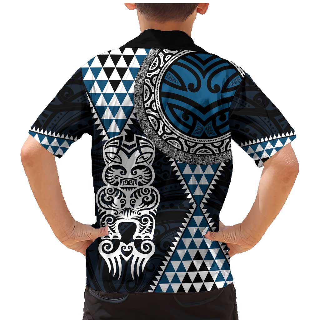 Blue Aotearoa Niho Taniwha Family Matching Mermaid Dress and Hawaiian Shirt Maori Mythology Tooth - Taniko Motifs LT14 - Polynesian Pride