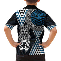 Blue Aotearoa Niho Taniwha Family Matching Summer Maxi Dress and Hawaiian Shirt Maori Mythology Tooth - Taniko Motifs LT14 - Polynesian Pride