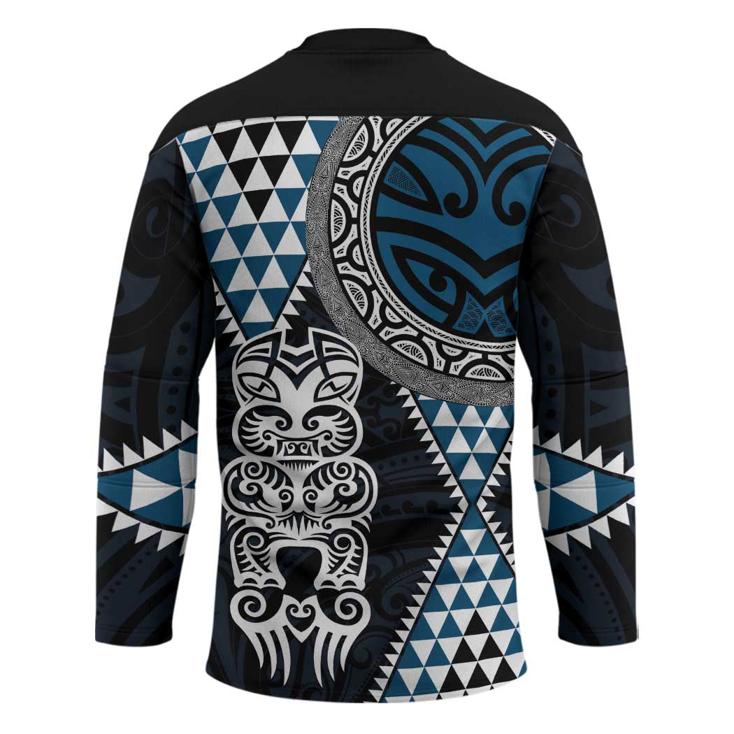 Blue Aotearoa Niho Taniwha Hockey Jersey Maori Mythology Tooth - Taniko Motifs - Polynesian Pride
