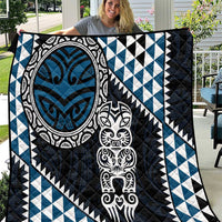 Blue Aotearoa Niho Taniwha Quilt Maori Mythology Tooth - Taniko Motifs LT14 Blue - Polynesian Pride