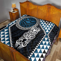 Blue Aotearoa Niho Taniwha Quilt Maori Mythology Tooth - Taniko Motifs LT14 - Polynesian Pride