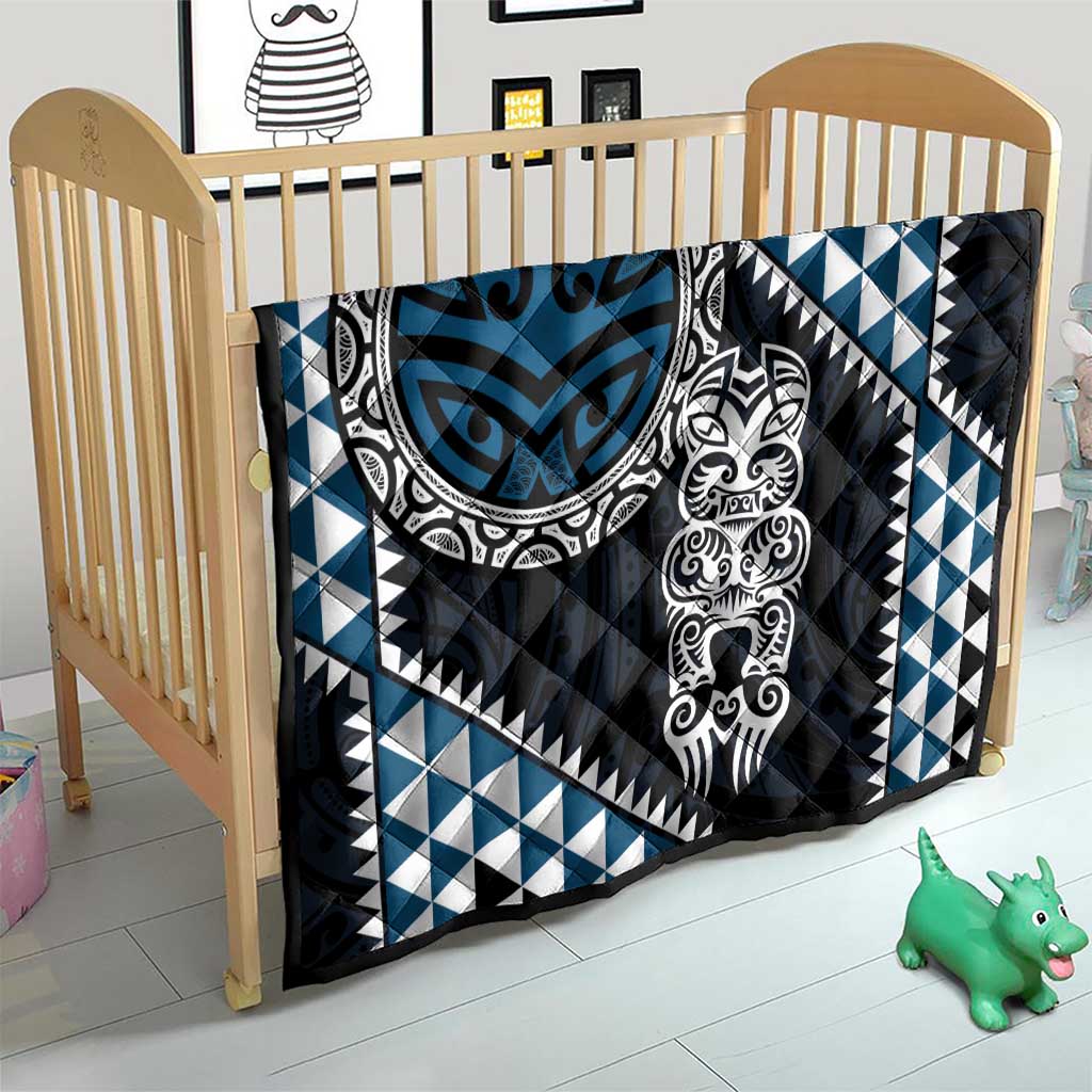 Blue Aotearoa Niho Taniwha Quilt Maori Mythology Tooth - Taniko Motifs LT14 - Polynesian Pride