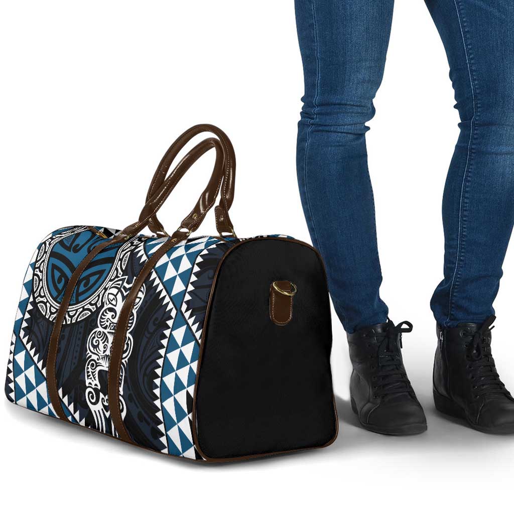 Blue Aotearoa Niho Taniwha Travel Bag Maori Mythology Tooth - Taniko Motifs - Polynesian Pride