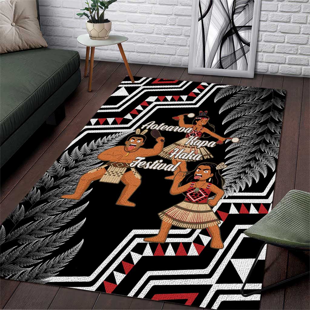Aotearoa Kapa Haka Area Rug 2025 Festival - Traditional Maori Dance LT14 Black - Polynesian Pride