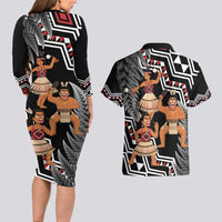 Aotearoa Kapa Haka Couples Matching Long Sleeve Bodycon Dress and Hawaiian Shirt 2025 Festival - Traditional Maori Dance LT14 - Polynesian Pride