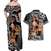 Aotearoa Kapa Haka Couples Matching Off Shoulder Maxi Dress and Hawaiian Shirt 2025 Festival - Traditional Maori Dance LT14 - Polynesian Pride
