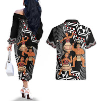 Aotearoa Kapa Haka Couples Matching Off The Shoulder Long Sleeve Dress and Hawaiian Shirt 2025 Festival - Traditional Maori Dance LT14 - Polynesian Pride