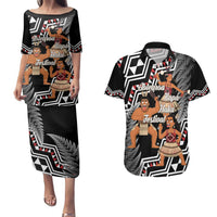 Aotearoa Kapa Haka Couples Matching Puletasi and Hawaiian Shirt 2025 Festival - Traditional Maori Dance LT14 Black - Polynesian Pride