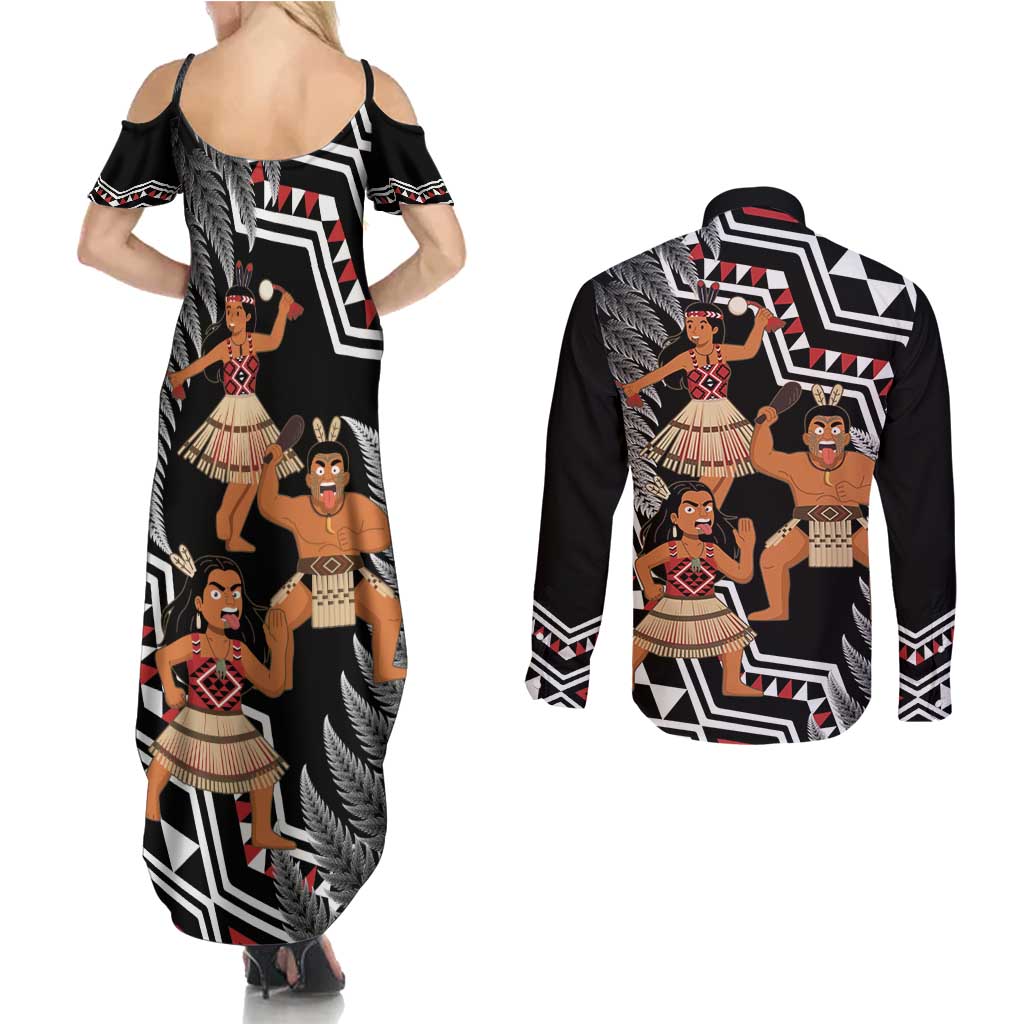 Aotearoa Kapa Haka Couples Matching Summer Maxi Dress and Long Sleeve Button Shirt 2025 Festival - Traditional Maori Dance LT14 - Polynesian Pride