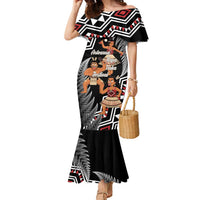 Aotearoa Kapa Haka Family Matching Mermaid Dress and Hawaiian Shirt 2025 Festival - Traditional Maori Dance LT14 Mom's Dress Black - Polynesian Pride