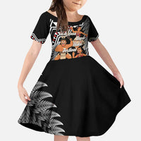 Aotearoa Kapa Haka Family Matching Off Shoulder Maxi Dress and Hawaiian Shirt 2025 Festival - Traditional Maori Dance LT14 Daughter's Dress Black - Polynesian Pride
