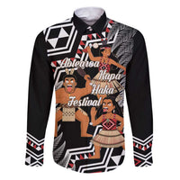 Aotearoa Kapa Haka Family Matching Puletasi and Hawaiian Shirt 2025 Festival - Traditional Maori Dance LT14 Dad's Shirt - Long Sleeve Black - Polynesian Pride