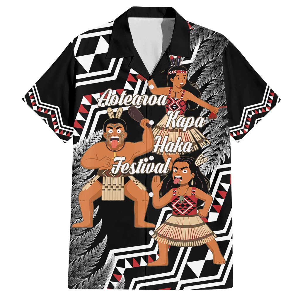 Aotearoa Kapa Haka Family Matching Summer Maxi Dress and Hawaiian Shirt 2025 Festival - Traditional Maori Dance LT14 Dad's Shirt - Short Sleeve Black - Polynesian Pride