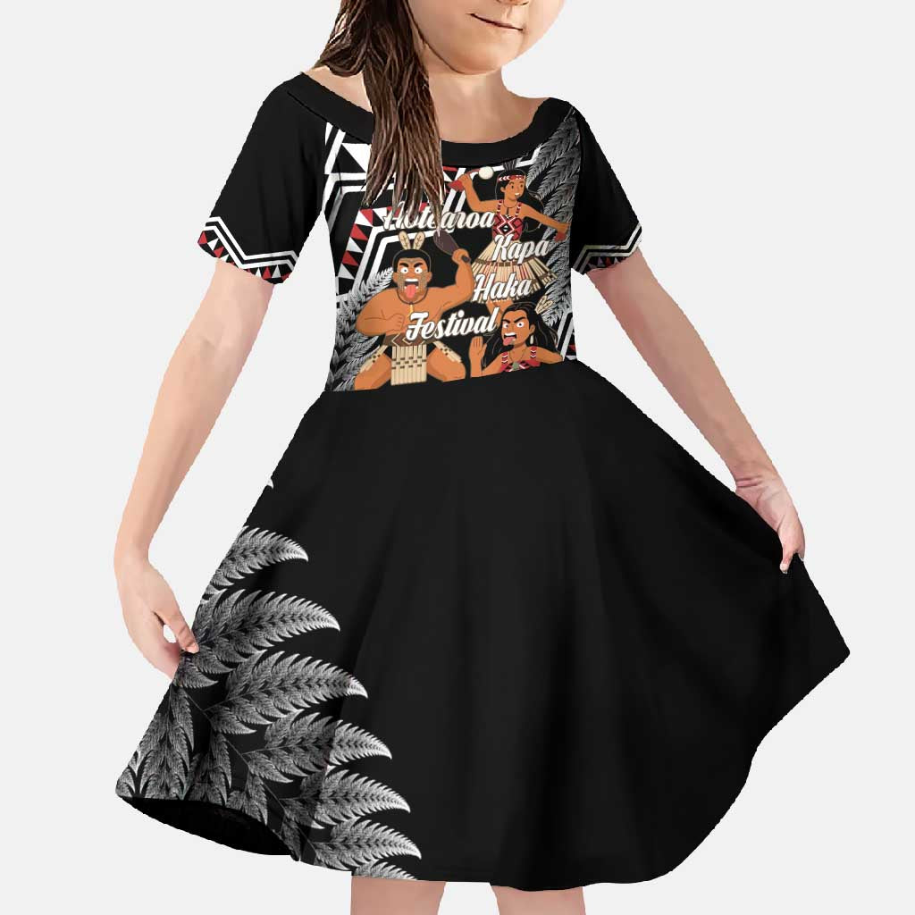 Aotearoa Kapa Haka Family Matching Tank Maxi Dress and Hawaiian Shirt 2025 Festival - Traditional Maori Dance LT14 Daughter's Dress Black - Polynesian Pride