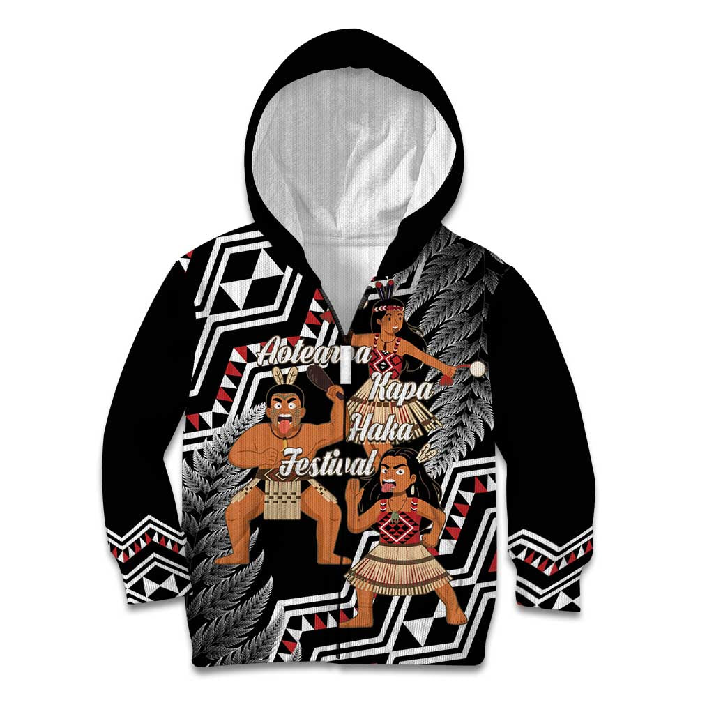 Aotearoa Kapa Haka Kid Hoodie 2025 Festival - Traditional Maori Dance LT14 Zip Hoodie Black - Polynesian Pride