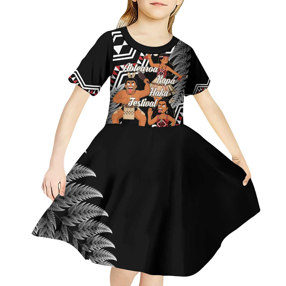 Aotearoa Kapa Haka Kid Short Sleeve Dress 2025 Festival - Traditional Maori Dance LT14 - Polynesian Pride