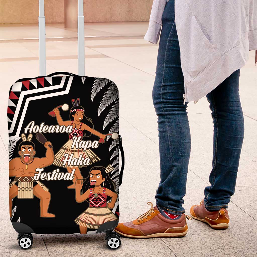 Aotearoa Kapa Haka Luggage Cover 2025 Festival - Traditional Maori Dance LT14 Black - Polynesian Pride