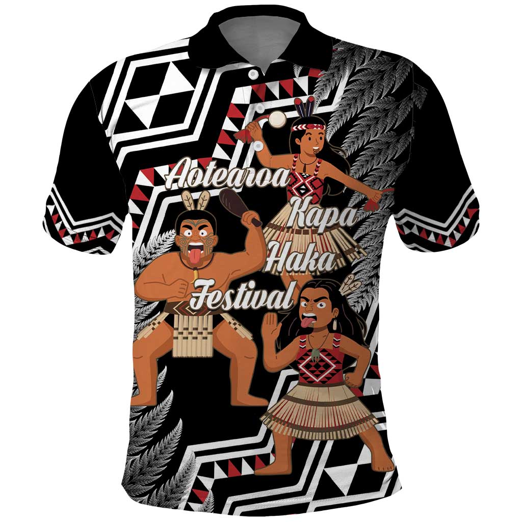 Aotearoa Kapa Haka Polo Shirt 2025 Festival - Traditional Maori Dance LT14 Black - Polynesian Pride