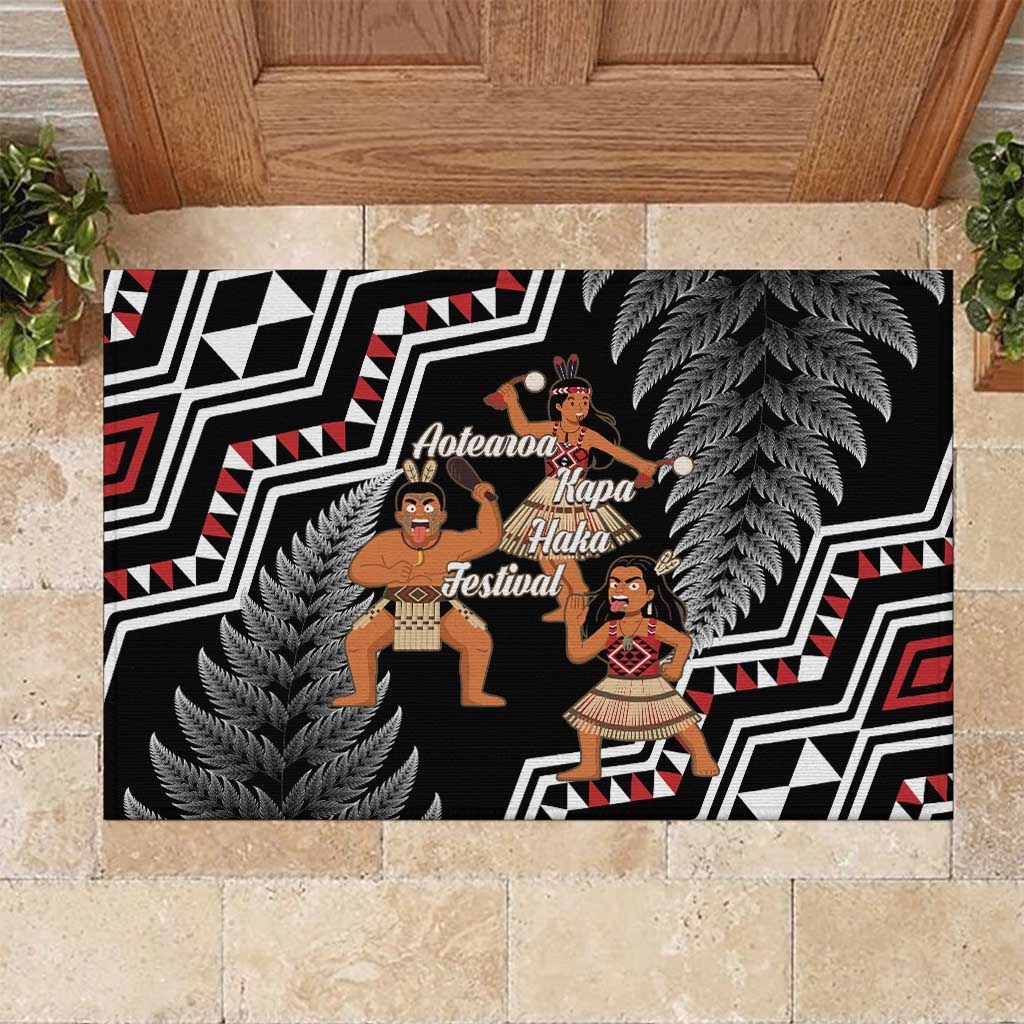 Aotearoa Kapa Haka Rubber Doormat 2025 Festival - Traditional Maori Dance LT14 Black - Polynesian Pride