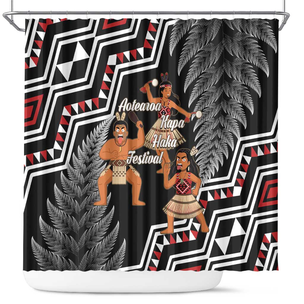 Aotearoa Kapa Haka Shower Curtain 2025 Festival - Traditional Maori Dance LT14 Black - Polynesian Pride