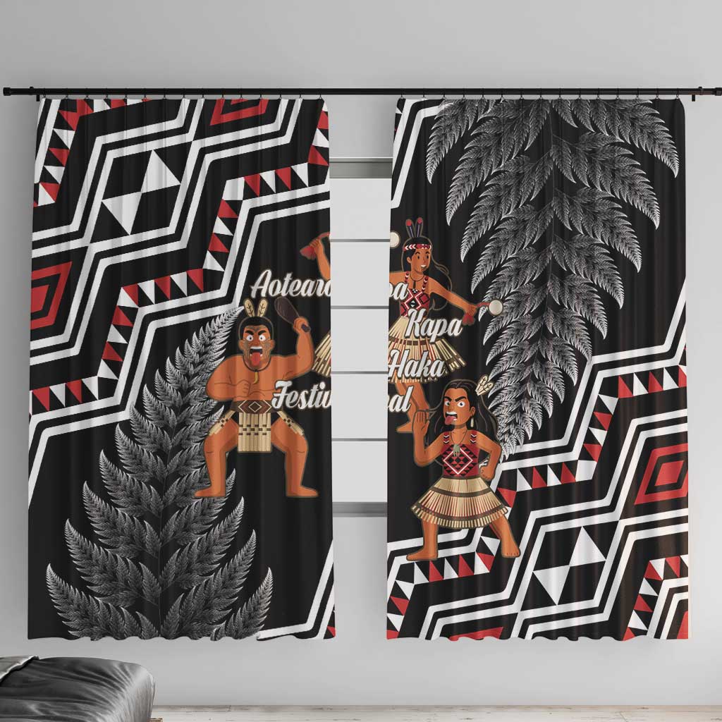 Aotearoa Kapa Haka Window Curtain 2025 Festival - Traditional Maori Dance LT14 With Hooks Black - Polynesian Pride