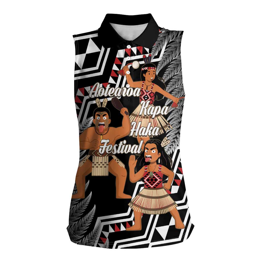 Aotearoa Kapa Haka Women Sleeveless Polo Shirt 2025 Festival - Traditional Maori Dance LT14 Female Black - Polynesian Pride