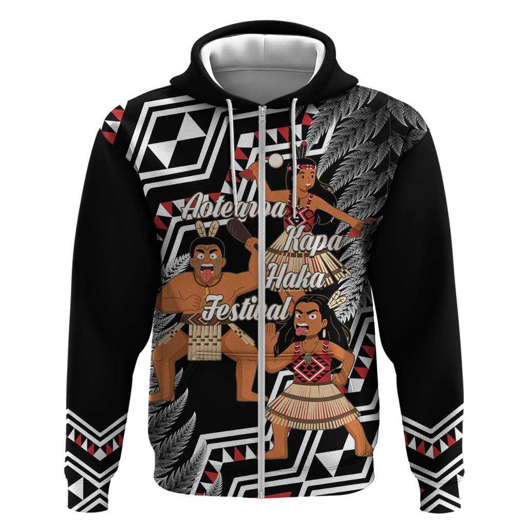 Aotearoa Kapa Haka Zip Hoodie 2025 Festival - Traditional Maori Dance LT14 Zip Hoodie Black - Polynesian Pride