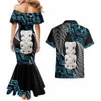 Aotearoa Taniko Paua Shell With Hei Tiki Couples Matching Mermaid Dress and Hawaiian Shirt LT14 - Polynesian Pride