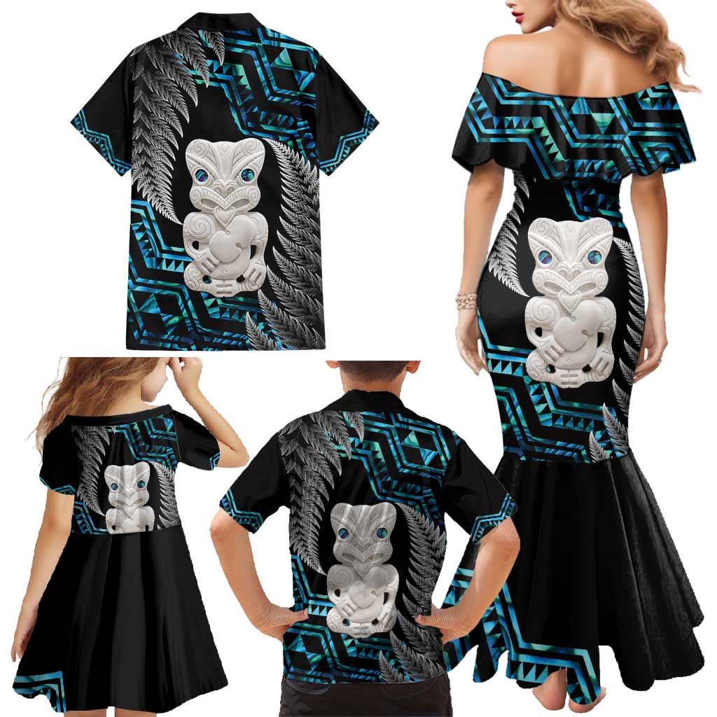 Aotearoa Taniko Paua Shell With Hei Tiki Family Matching Mermaid Dress and Hawaiian Shirt LT14 - Polynesian Pride