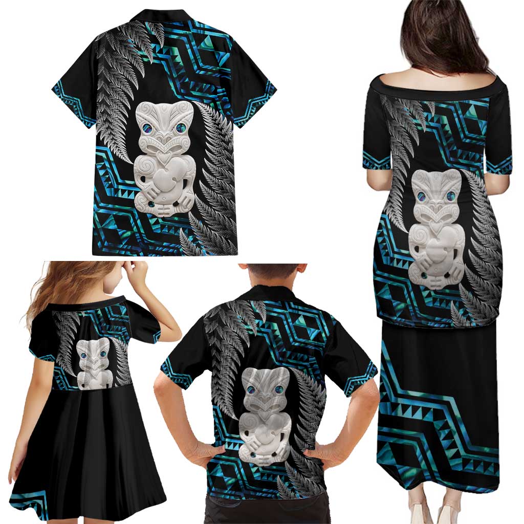 Aotearoa Taniko Paua Shell With Hei Tiki Family Matching Puletasi and Hawaiian Shirt LT14 - Polynesian Pride