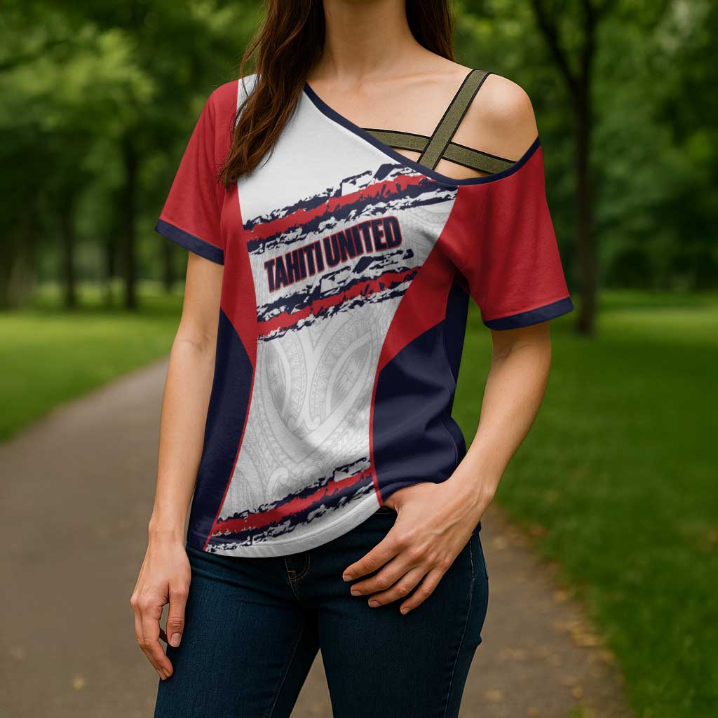 AS Venus Tahiti Football Custom Cross Shoulder Shirt Go Champions Polynesian Pattern