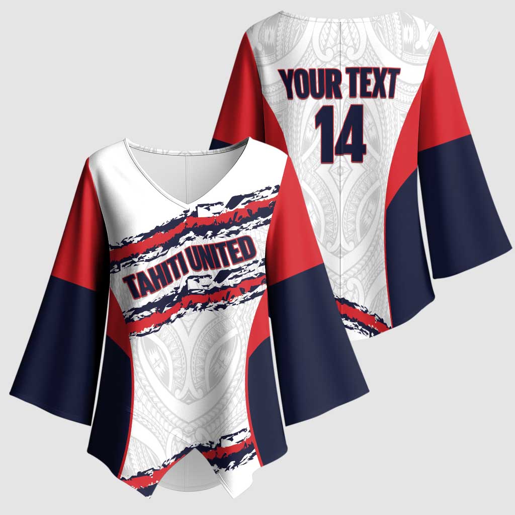 AS Venus Tahiti Football Custom Kimono Sleeve Blouse Go Champions Polynesian Pattern