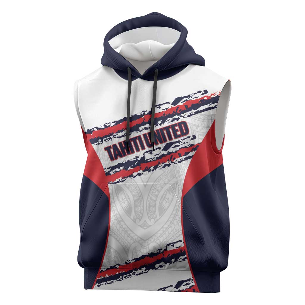 AS Venus Tahiti Football Custom Sleeveless Hoodie Go Champions Polynesian Pattern LT14 White - Polynesian Pride