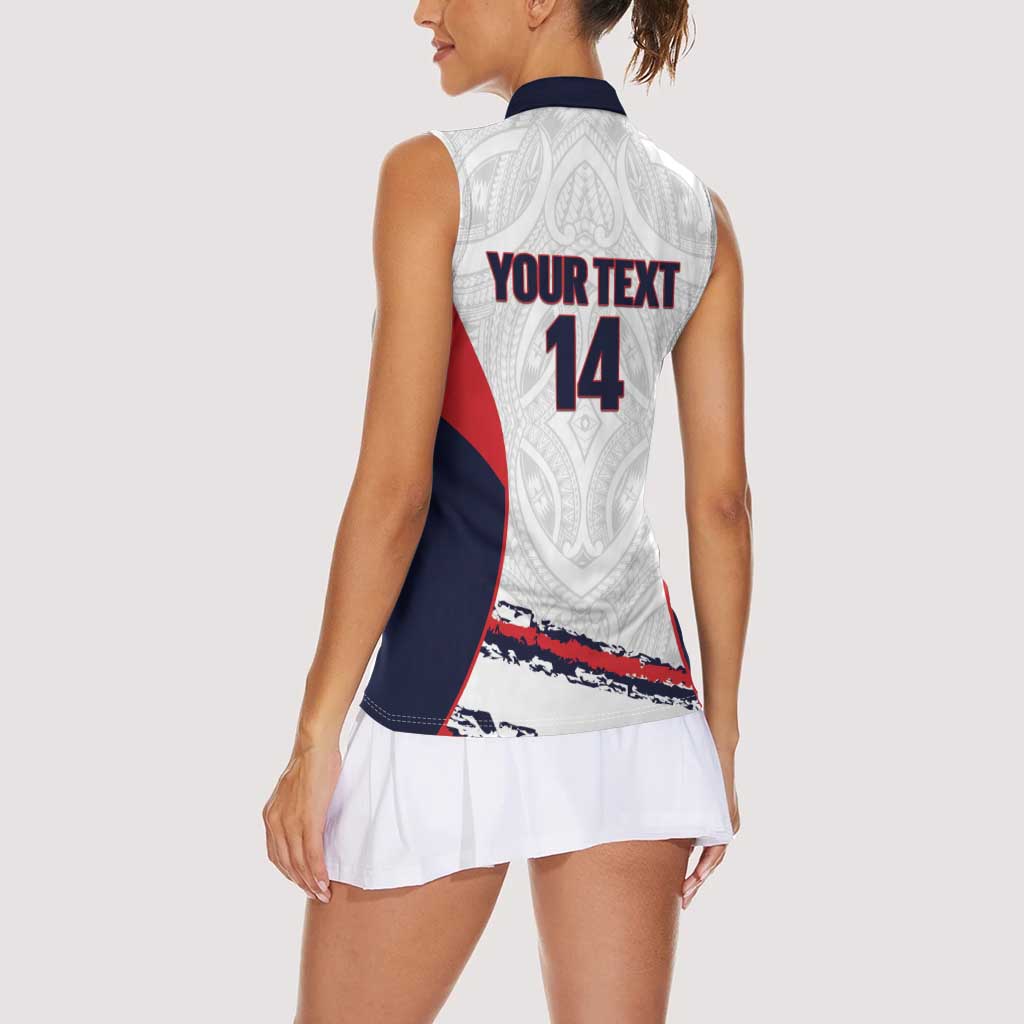 AS Venus Tahiti Football Custom Women Sleeveless Polo Shirt Go Champions Polynesian Pattern LT14 - Polynesian Pride