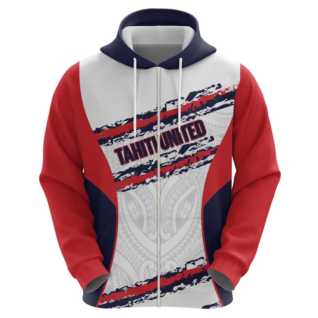 AS Venus Tahiti Football Custom Zip Hoodie Go Champions Polynesian Pattern
