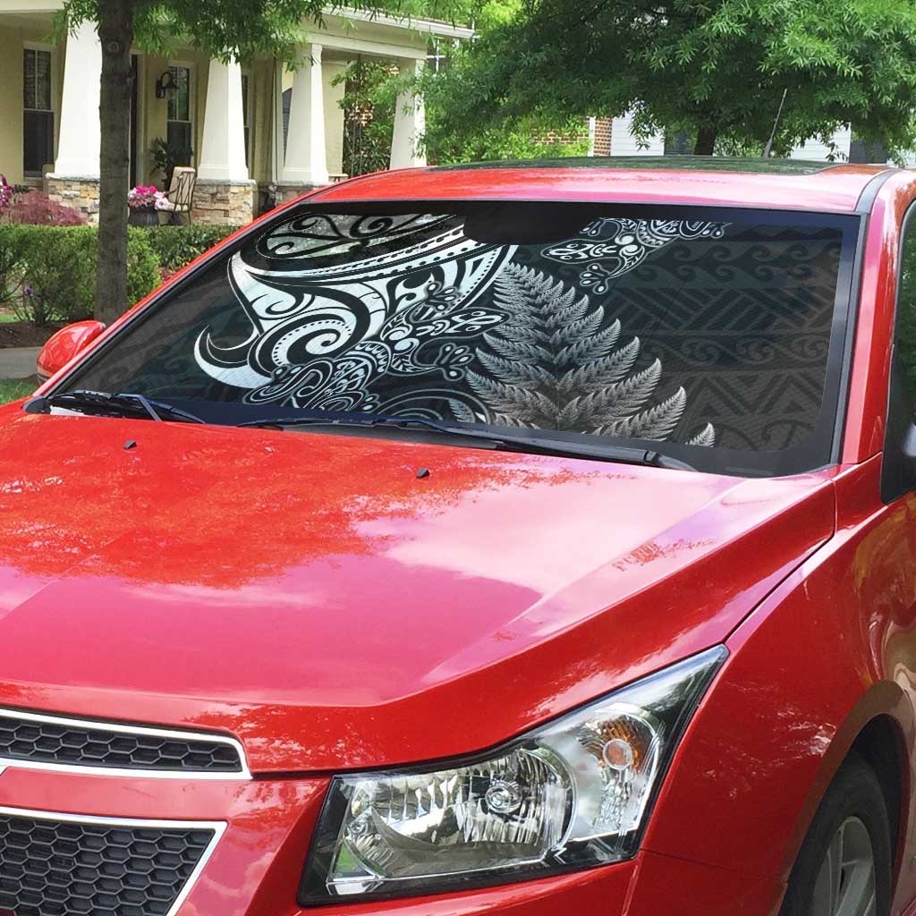 New Zealand Lizard Auto Sun Shade Silver Fern Aotearoa Maori - Polynesian Pride