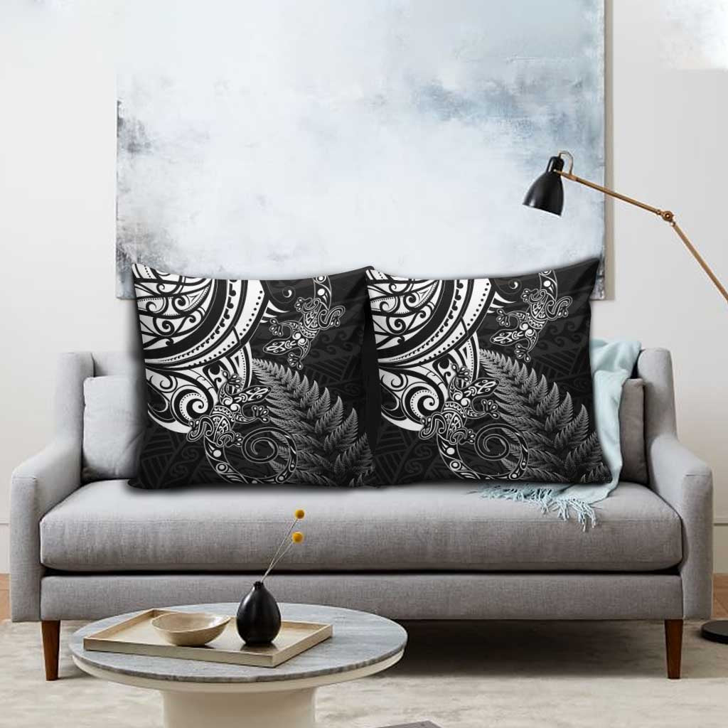 New Zealand Lizard Pillow Cover Silver Fern Aotearoa Maori - Polynesian Pride