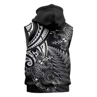 New Zealand Lizard Sleeveless Zip Hoodie Silver Fern Aotearoa Maori LT14 - Polynesian Pride
