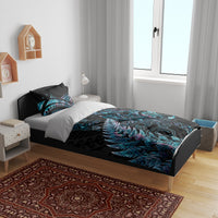 New Zealand Lizard Bedding Set Silver Fern Aotearoa Maori With Paua Shell