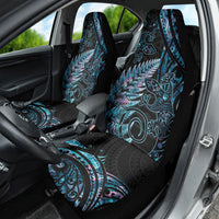 New Zealand Lizard Car Seat Cover Silver Fern Aotearoa Maori With Paua Shell