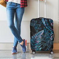 New Zealand Lizard Luggage Cover Silver Fern Aotearoa Maori With Paua Shell