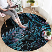 New Zealand Lizard Round Carpet Silver Fern Aotearoa Maori With Paua Shell