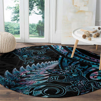 New Zealand Lizard Round Carpet Silver Fern Aotearoa Maori With Paua Shell