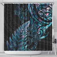New Zealand Lizard Shower Curtain Silver Fern Aotearoa Maori With Paua Shell LT14 - Polynesian Pride
